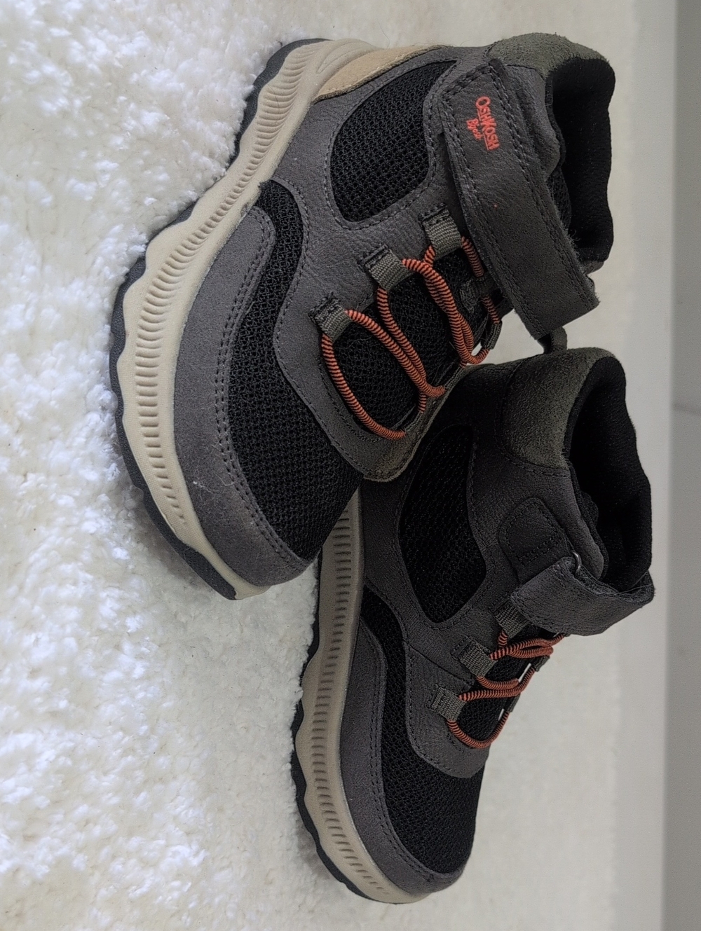 OshKosh B'gosh Gray Black Sneakers with Orange Accents